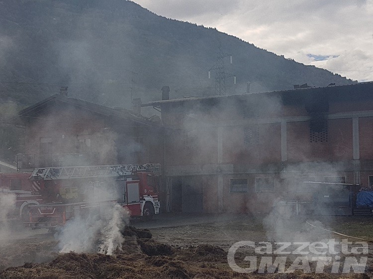 Fienile a fuoco a Pollein, impossibile determinare le cause Fienile a fuoco a Pollein, impossibile determinare le cause