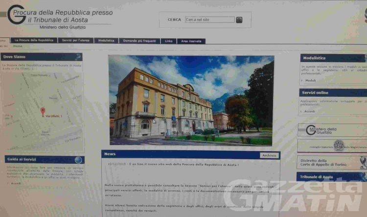 Giustizia: on line il nuovo sito della Procura di Aosta