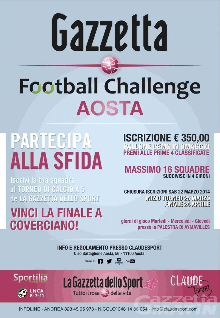 Calcio a 5: il Gazzetta Challenge fa tappa in Valle d’Aosta