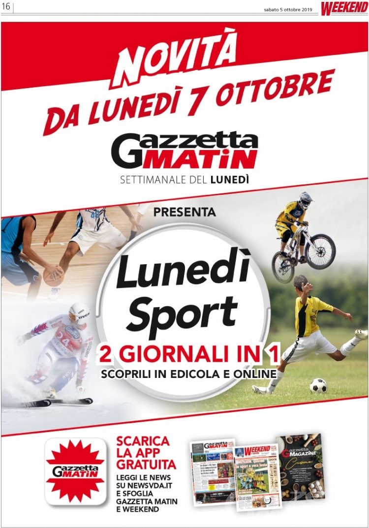 Editoria: dal 7 ottobre con Gazzetta Matin il fascicolo “Lunedì Sport”