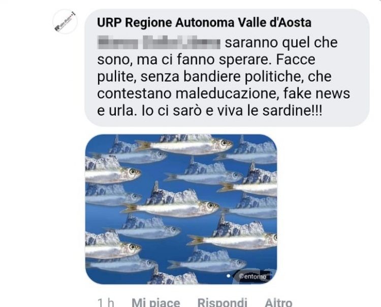 Sardine in Valle d’Aosta: bufera social per l’Ufficio relazioni pubbliche della Regione