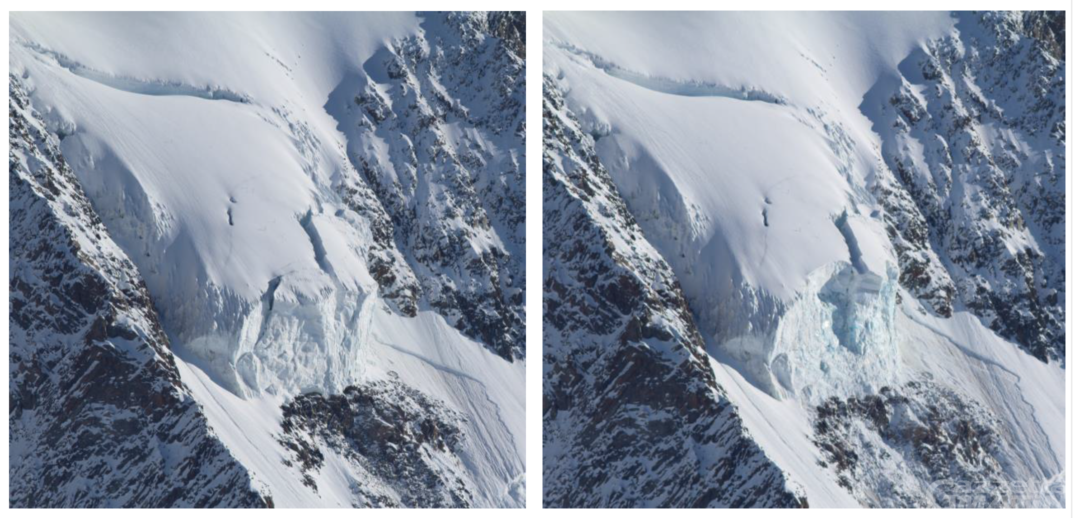 Courmayeur, seracco Whymper: dalle Gransdes Jorasses crollo di 15 mila metri cubi di ghiaccio Courmayeur, seracco Whymper: dalle Gransdes Jorasses crollo di 15 mila metri cubi di ghiaccio