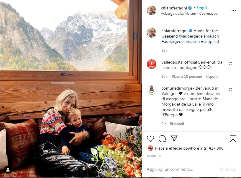 Courmayeur, i Ferragnez all’Auberge de la Maison