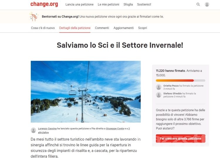 Sci: una petizione per salvare la stagione, in un giorno oltre 12 mila firme