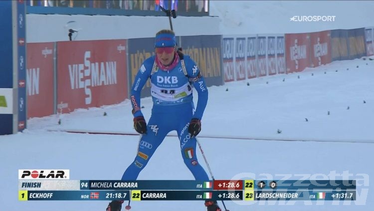 Biathlon: Eckhoff oro mondiale nella sprint, un’ottima Carrara è 23ª