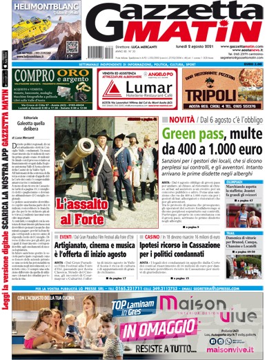 Aiuti Covid, Green pass, eventi estivi: lunedì 2 su Gazzetta Matin