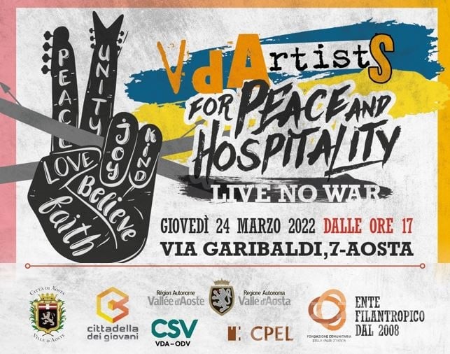 VdArtists for Peace, oggi in Cittadella una maratona di musica e teatro per l’Ucraina