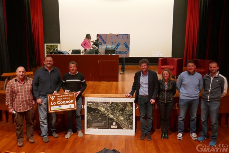 Viticoltura eroica: consegnati 8 pannelli terroir del Prié Blanc
