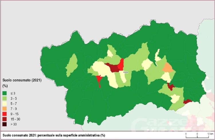 Consumo di suolo, la Valle d’Aosta perde altri 10 ettari nel 2021