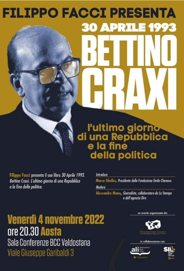 Bettino Craxi, Facci ad Aosta per presentare il suo libro