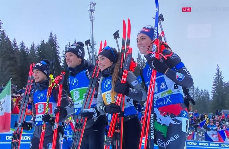 Biathlon: Didier Bionaz sul podio di Pokljuka con la staffetta mista