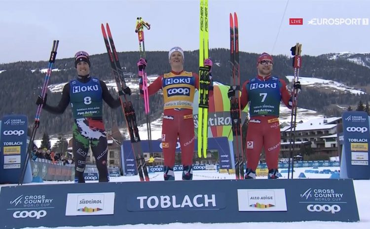 Fondo: Klaebo domina la sprint di Dobbiaco, Pellegrino ottimo 3° dietro a Taugboel