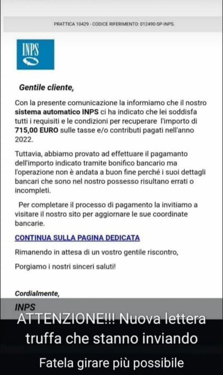 Truffa, attenzione: «Inps non invia messaggi con link da scaricare» Truffa, attenzione: «Inps non invia messaggi con link da scaricare»