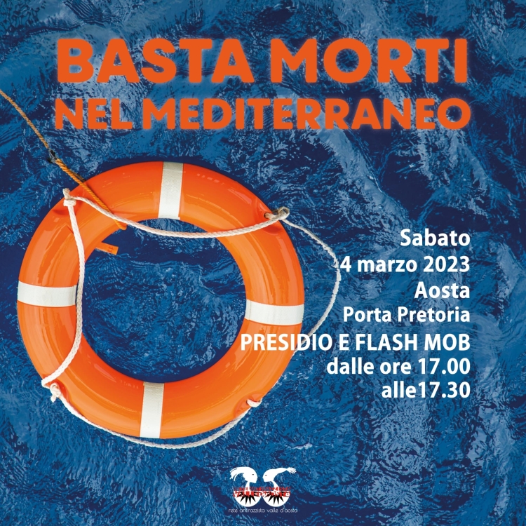 Basta morti nel Mediterrano, un flashmob alla Porta Prætoria di Aosta