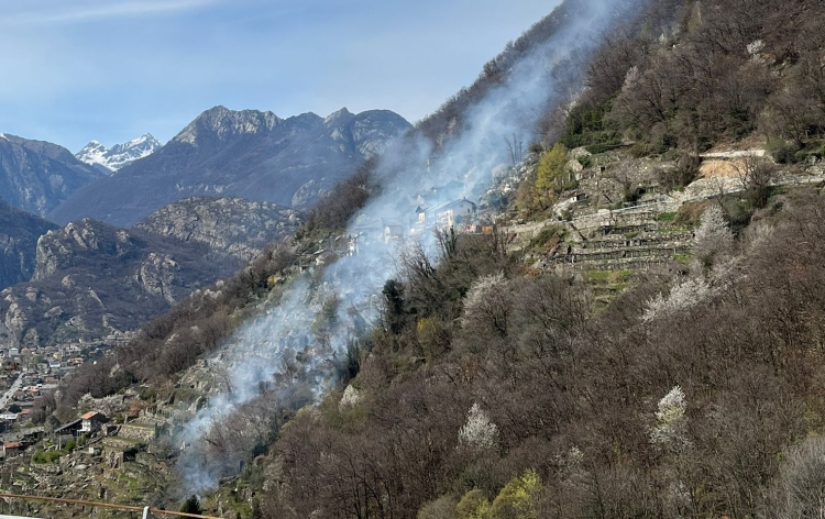 Pont-Saint-Martin: incendio nel bosco, nessuna persona coinvolta